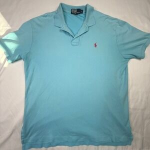 Polo Ralph Lauren Mens Turquoise Short Sleeve Polo Shirt Size L